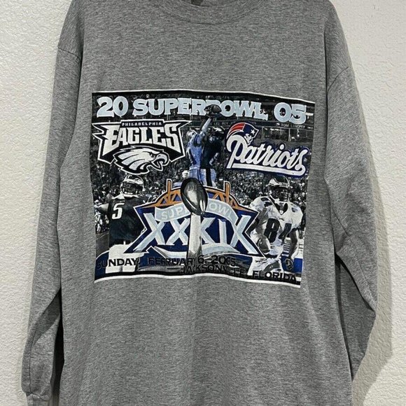 VINTAGE 2005 Super Bowl Shirt Adult XL Gray NFL Eagles Vs Patriots Mens Y2K - Picture 1 of 4